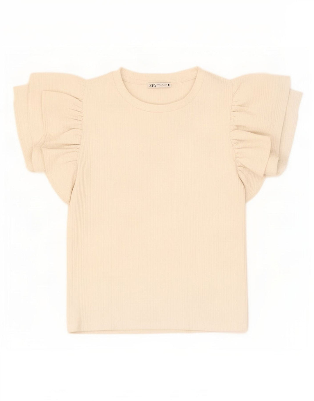 Zara Damen Crop Bluse Top UK 12 Medium Off White Polyester