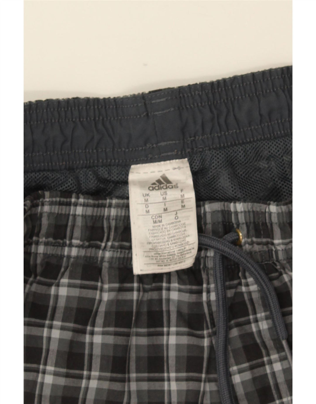 Adidas Herren Badeshorts mittelgrau kariertes Polyester
