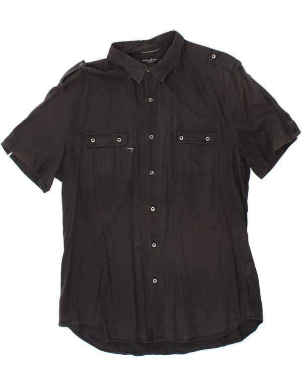 GUESS BY MARCIANO Herren-Kurzarmhemd mit Militärgrafik, 2XL, graue Baumwolle