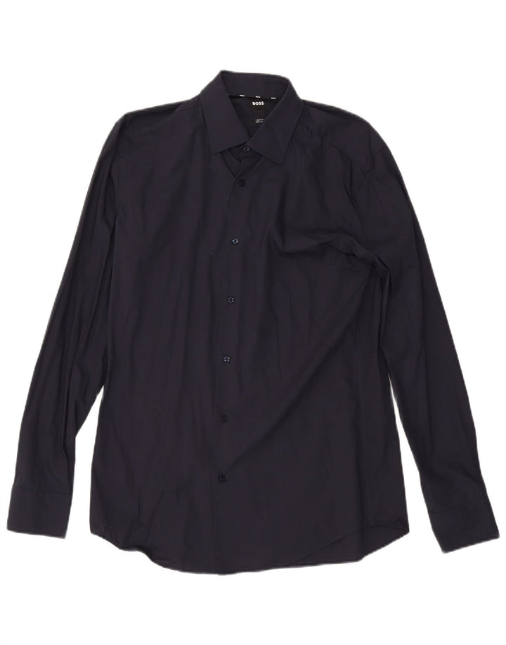 Hugo Boss Herren Slim Fit Hemd Größe 39 15 1/2 Mittel Marineblau