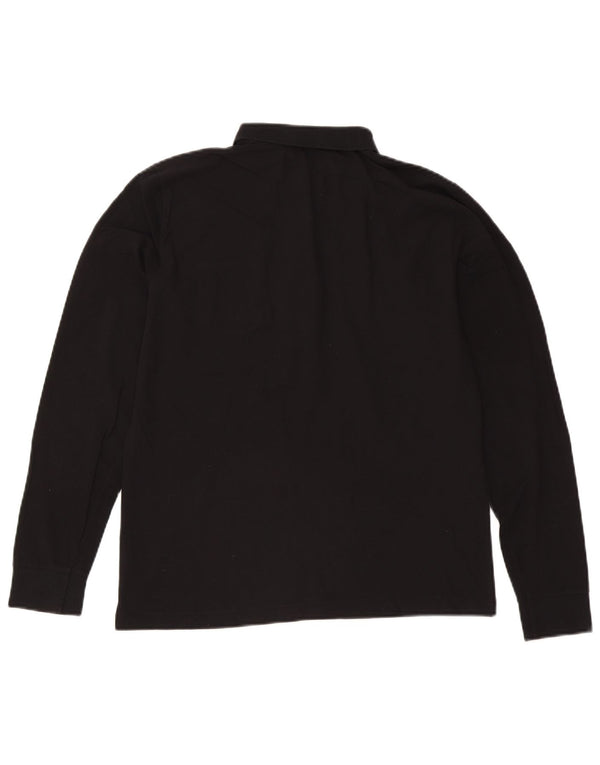 Trussardi Mens Long Sleeve Polo Shirt Small Black Cotton