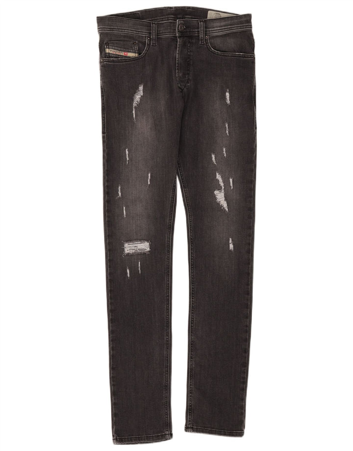DIESEL Womens Tepphar Distressed Carrot Slim Jeans W28 L32 Grey Cotton