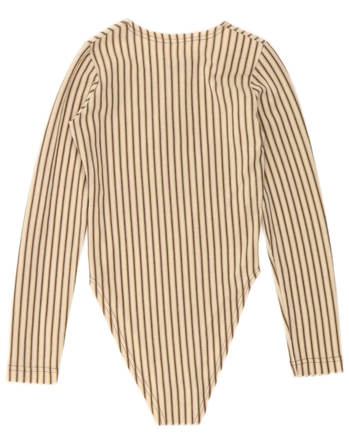 Vintage Damen Body UK 8 Small Beige gestreift