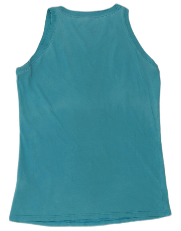 Nike Damen Dri Fit Graphic Vest Top UK 16/18 Large Blaue Baumwolle