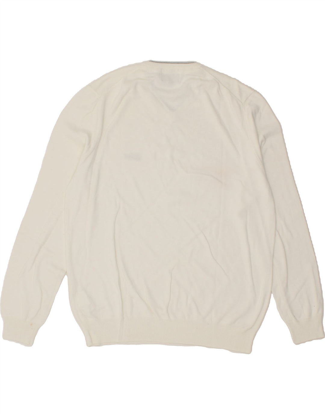 WOOLRICH Mens V-Neck Jumper Sweater 2XL White Cotton Vintage Woolrich and Second-Hand Woolrich from Messina Hembry 