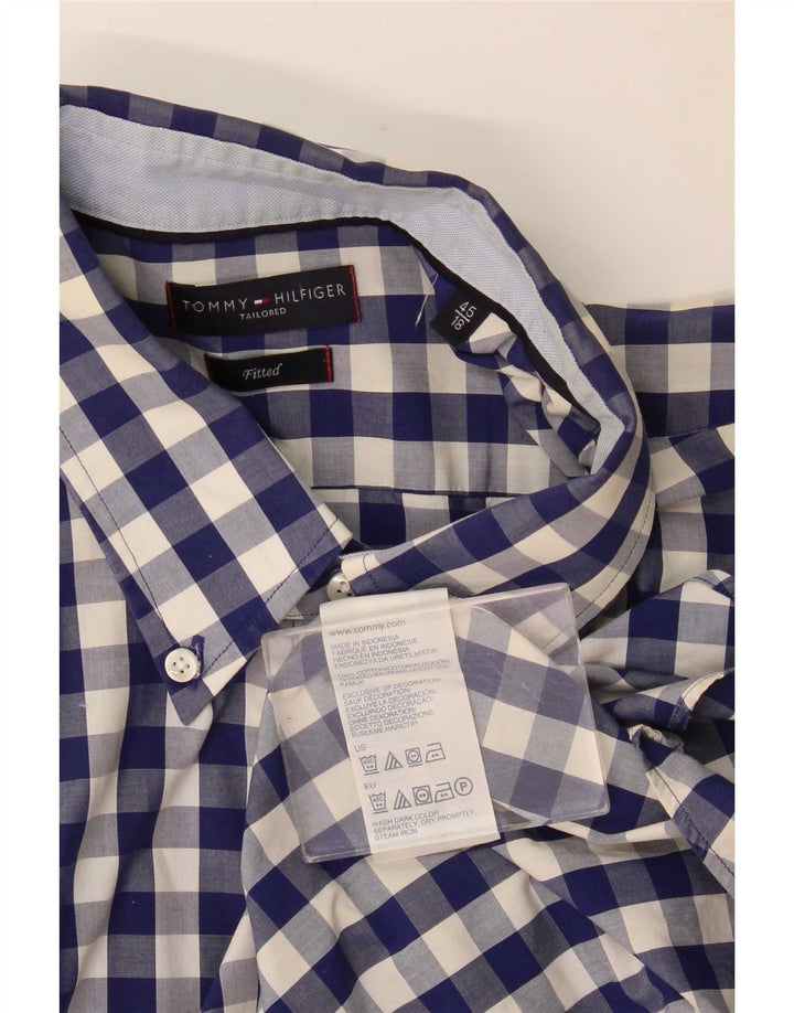 Tommy Hilfiger Herren-Hemd, tailliert, Größe 45, 18, 2XL, Marineblau, Gingham