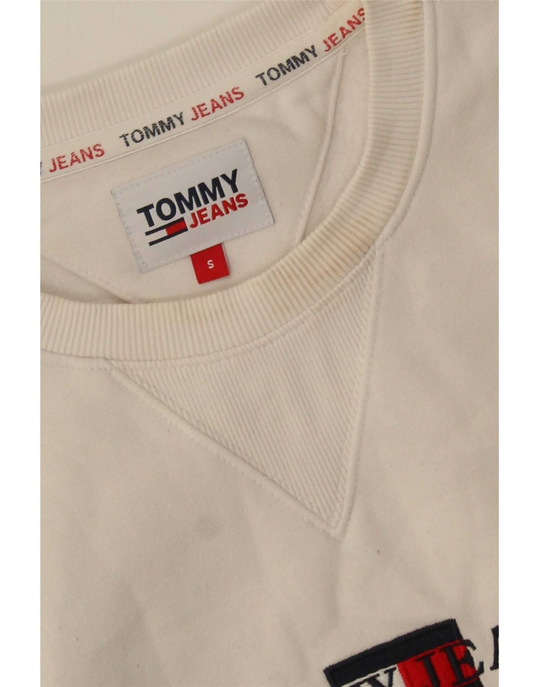 Tommy Hilfiger Herren-Sweatshirt mit Grafik, Größe S, weiße Baumwolle