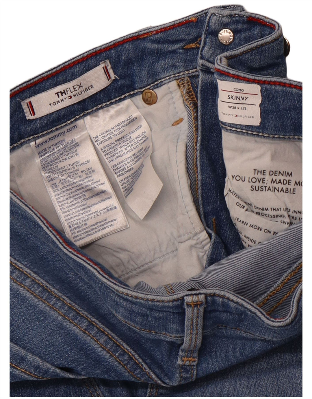 TOMMY HILFIGER Damen Flex Skinny Jeans W28 L27 Blaue Baumwolle