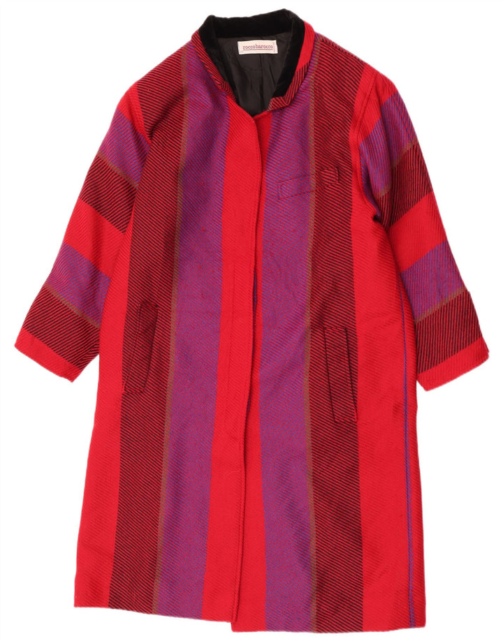 Roccobarocco Damen Übergroßer Mantel UK 10 Kleine rot gestreifte Wolle