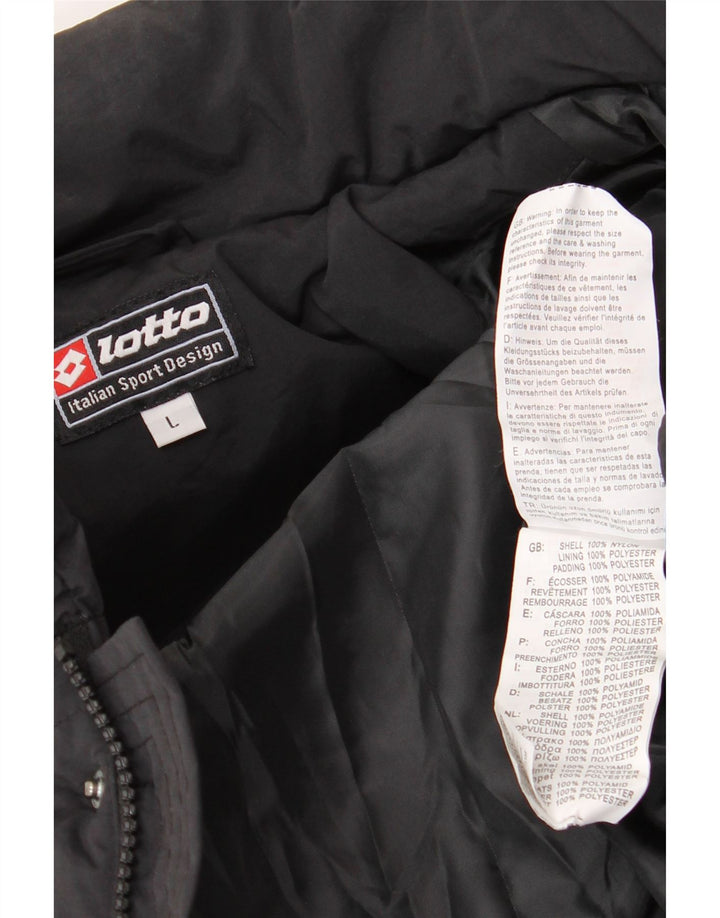 LOTTO Herren Grafik wattierte Jacke UK 40 Large Schwarz Nylon