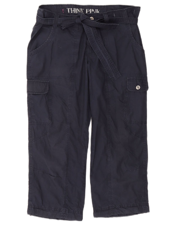 Think Pink – Gerade Cargo-Capri-Hose für Damen, Größe L, W32, L22, Marineblau