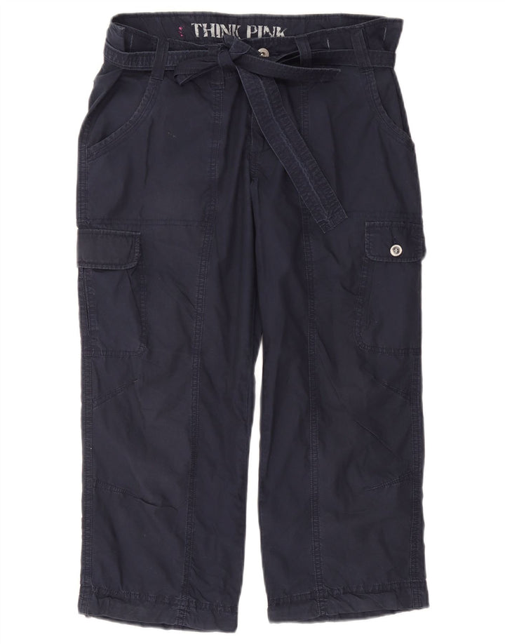 Think Pink – Gerade Cargo-Capri-Hose für Damen, Größe L, W32, L22, Marineblau