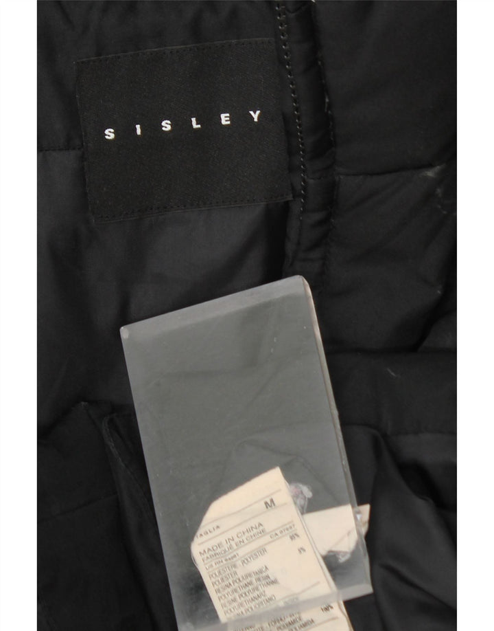 SISLEY Wattierte Damenjacke UK 14 Mittelschwarzes Polyester
