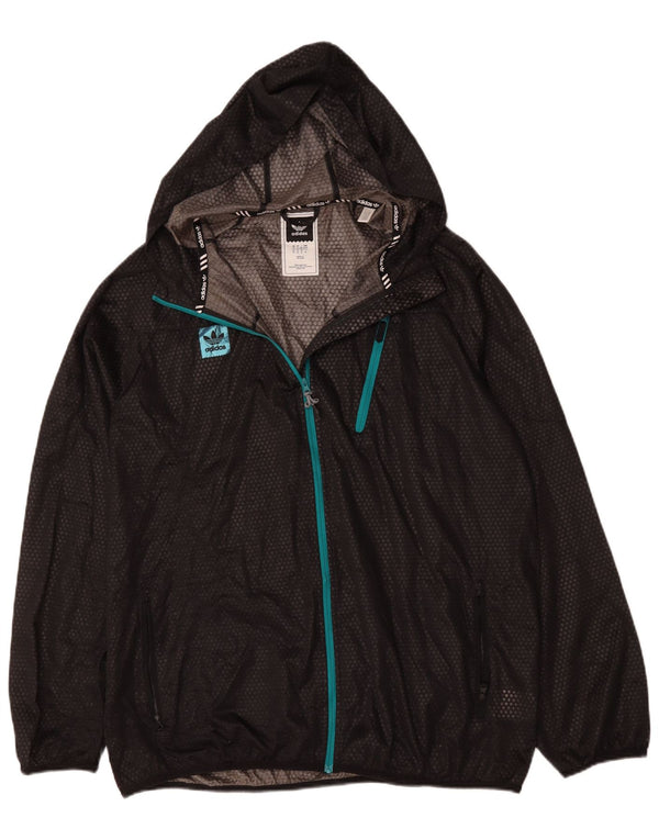 Adidas Herren Kapuzen-Regenjacke UK 42 XL Schwarz Polyester