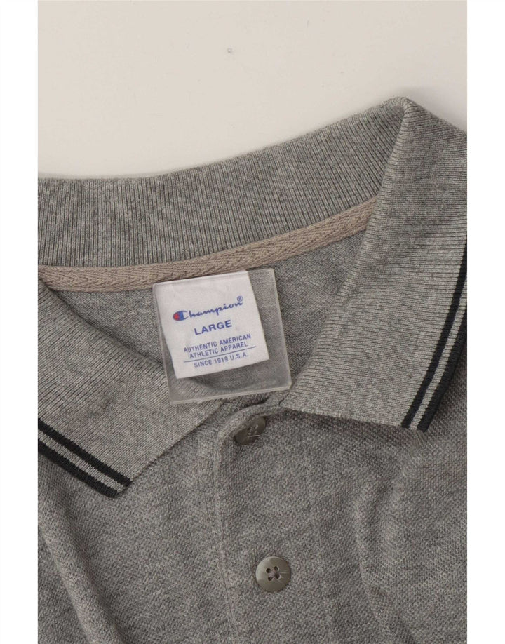 Champion Herren-Poloshirt, groß, grau gestreift