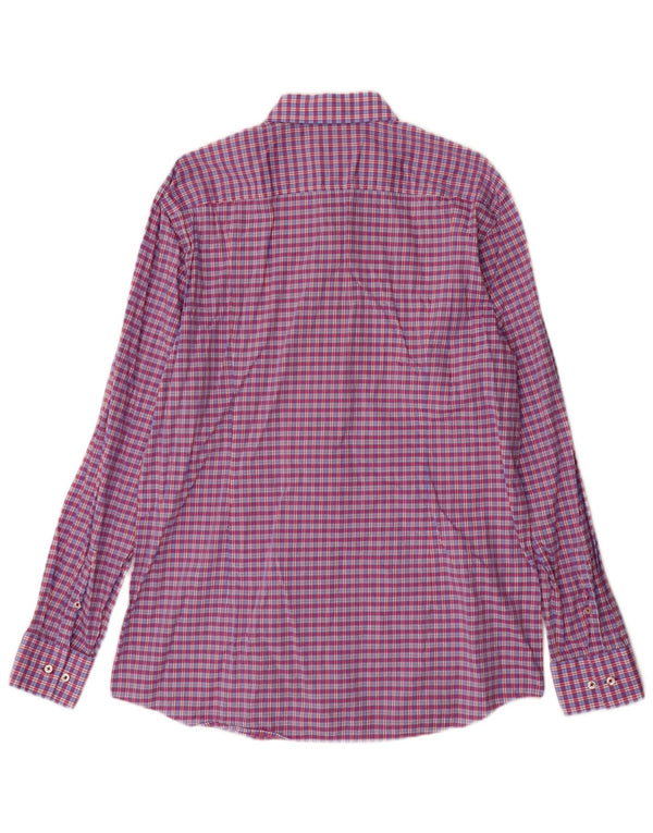 Hugo Boss Herren Slim Fit Hemd Größe 43 17 XL Lila karierte Baumwolle