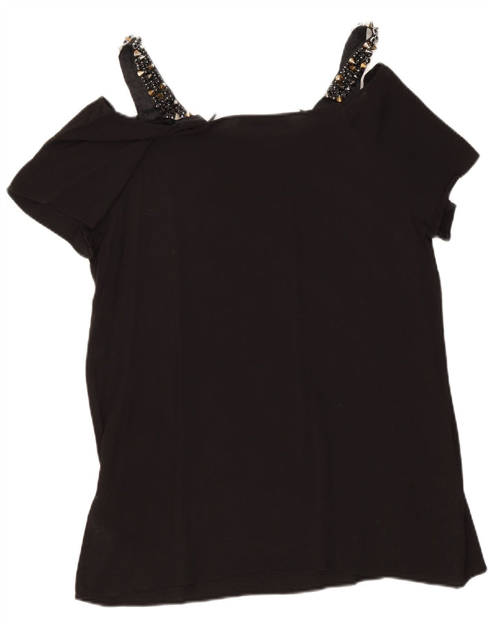 Trussardi Damen Schulterfreies Top IT 48 XL Schwarze Viskose