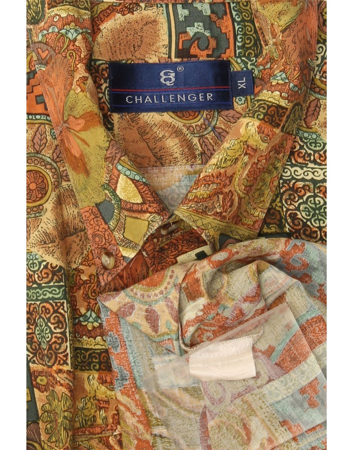 Challenger Herren-Kurzarmhemd XL, mehrfarbig, Patchwork-Rayon