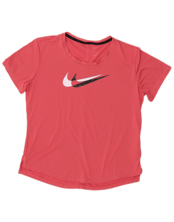 NIKE Damen Grafik-T-Shirt Top UK 10 Small Rot Polyester