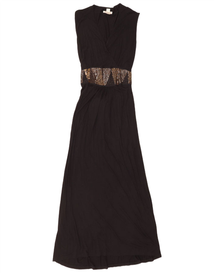 Monsoon Damen Ärmelloses Maxikleid UK 12 Medium Schwarz