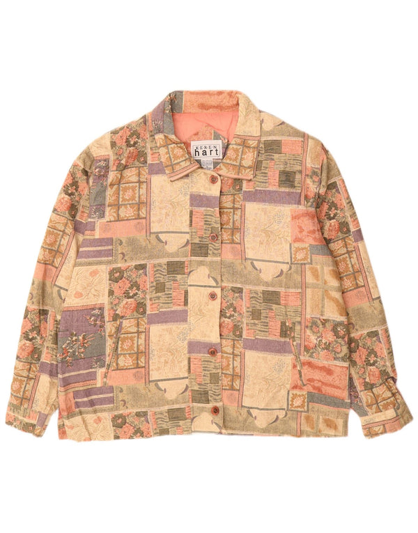 Vintage Damen Bomberjacke UK 18 XL Mehrfarbige Patchwork-Seide