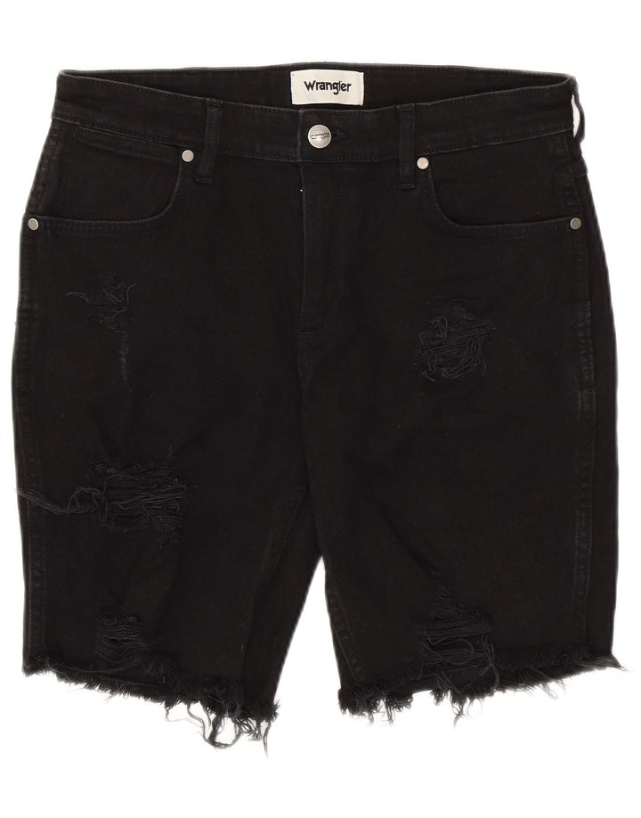Wrangler Herren Distressed Denim Shorts W32 Mittelschwarze Baumwolle