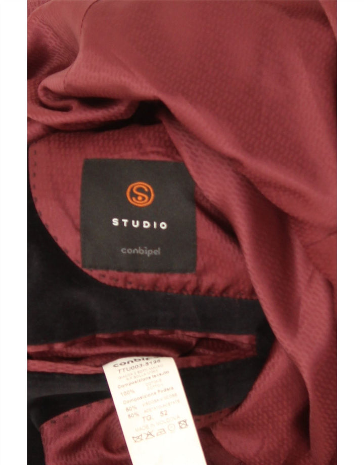 Conbipel Herren Studio 2-Knopf-Samt-Blazerjacke IT 52 Große schwarze Baumwolle