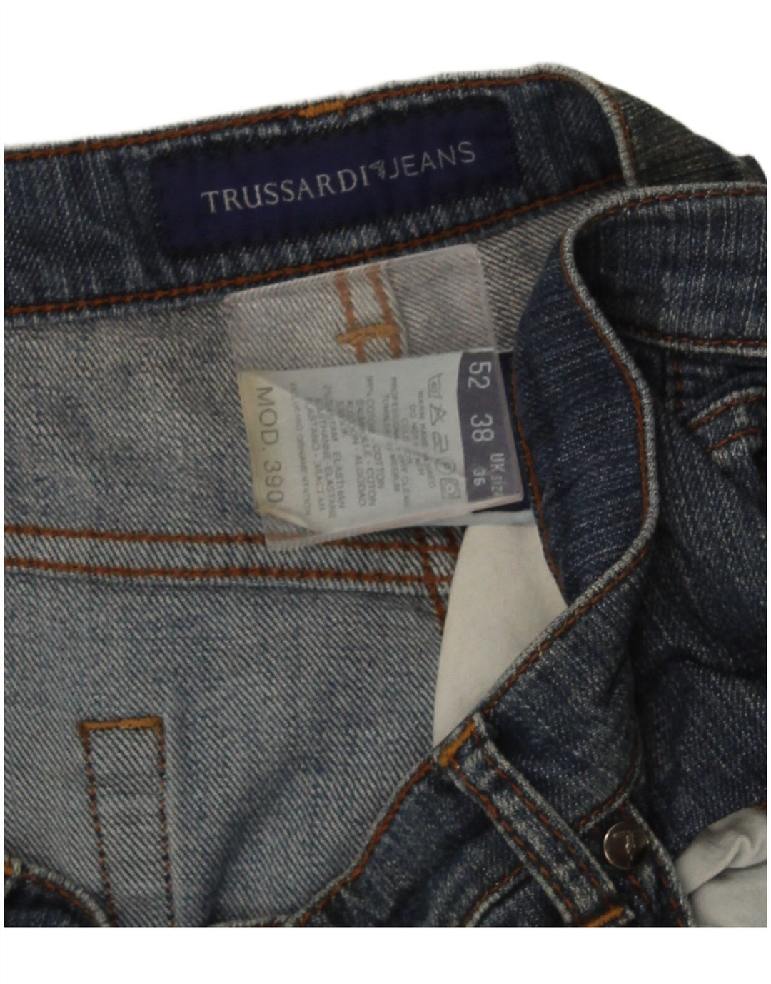 Trussardi Herren Straight Jeans W36 L30 Marineblaue Baumwolle