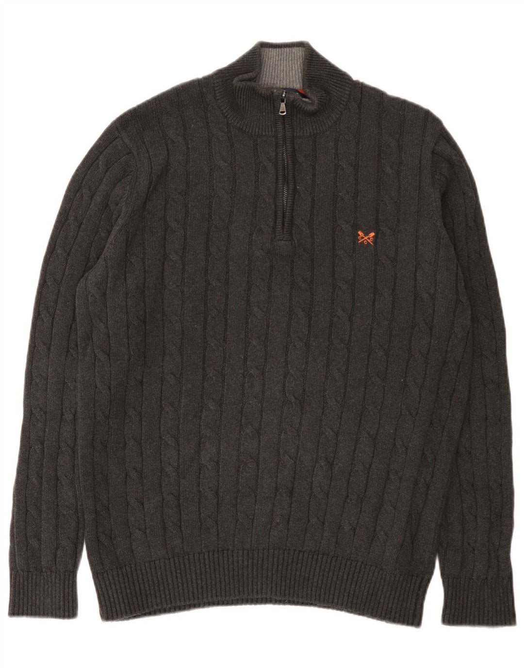 J. Crew Herren-Pullover mit Reißverschluss am Hals, große graue Baumwolle