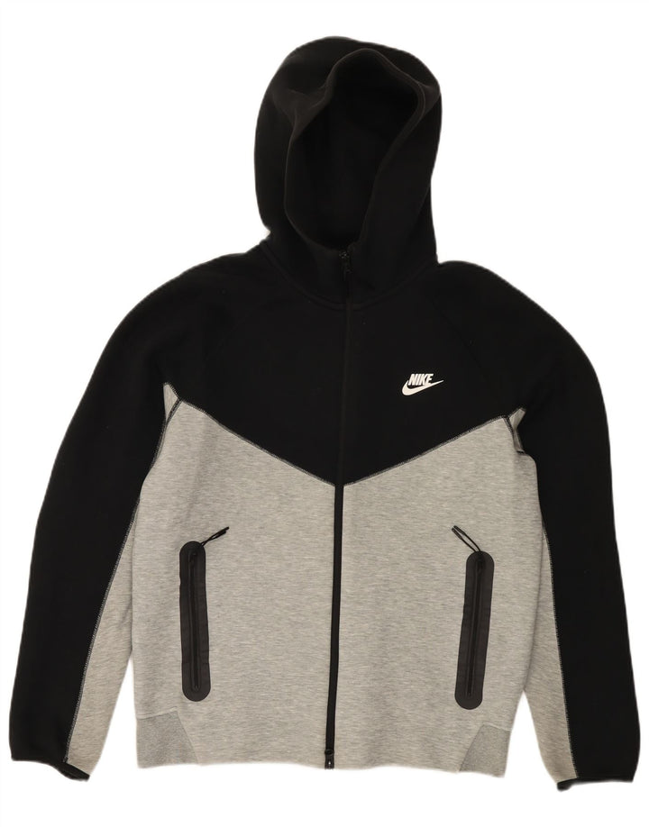 Nike Herren-Kapuzenpullover mit Reißverschluss, mittelgraue Colourblock-Baumwolle