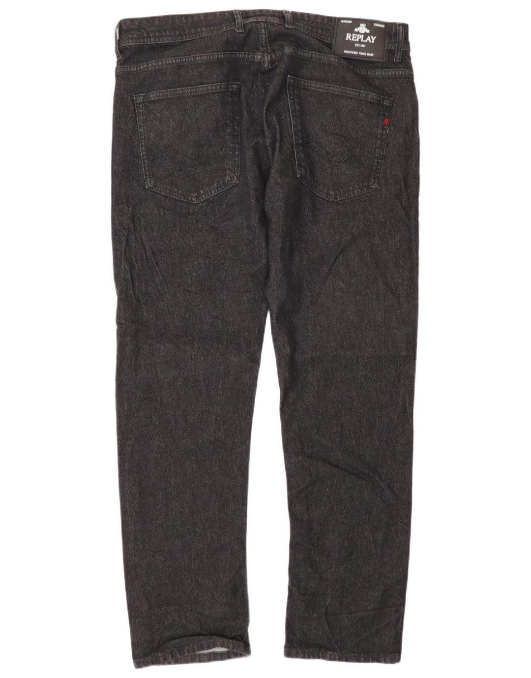 Replay Herren Grover Straight Jeans W36 L32 Graue Baumwolle