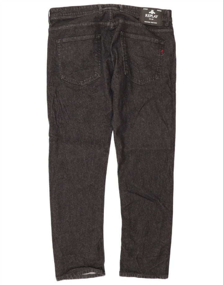 Replay Herren Grover Straight Jeans W36 L32 Graue Baumwolle