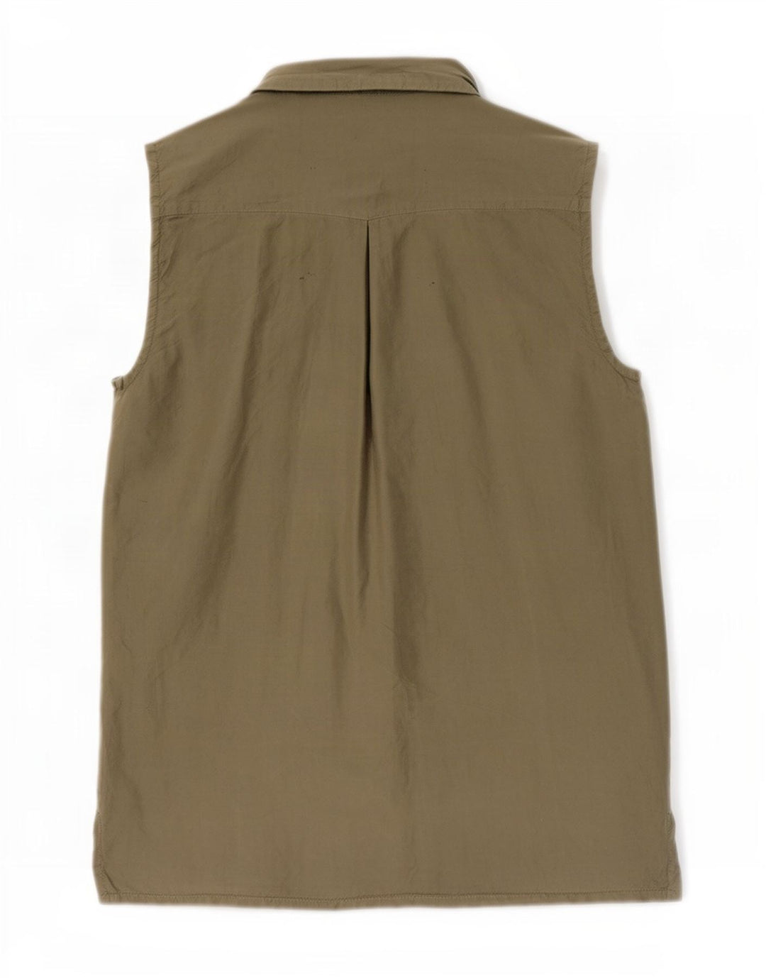 Vintage Damen Ärmellose Hemdbluse UK 14 Medium Khaki Seide