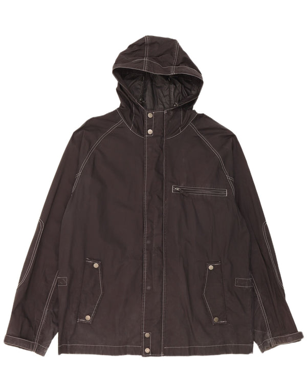 Tommy Hilfiger Herren-Regenjacke mit Kapuze, UK 42, XL, schwarze Baumwolle