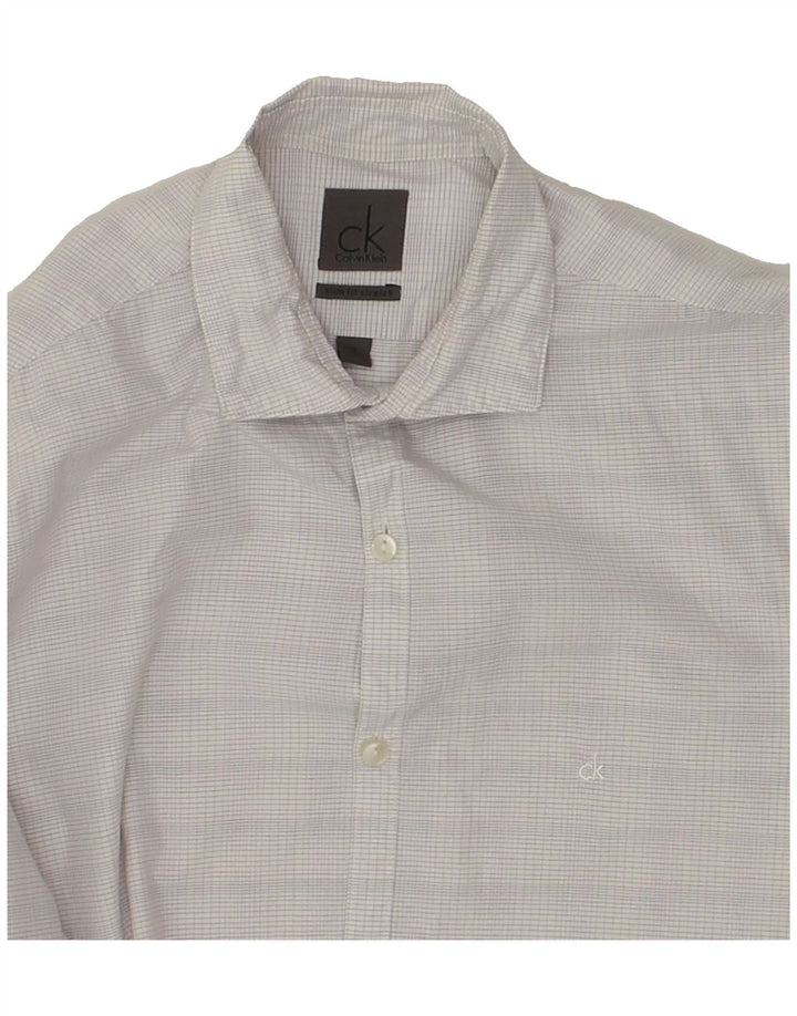CALVIN KLEIN Mens Shirt Size 38 Medium Grey Check Cotton Vintage Calvin Klein and Second-Hand Calvin Klein from Messina Hembry 
