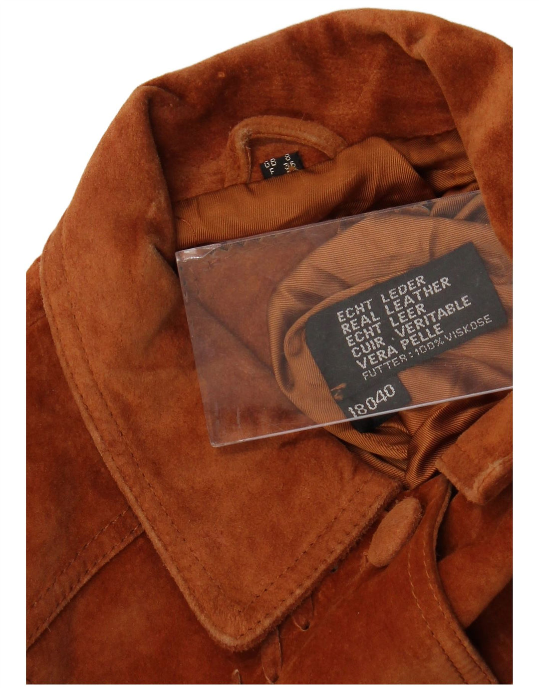 VINTAGE Damen Übergroße Wildlederjacke UK 8 Kleines braunes Leder