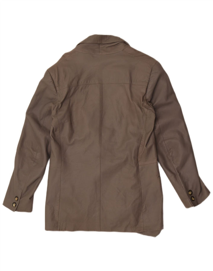 Vintage Damen 1 Knopf Leder Blazer Jacke IT 48 XL Grau