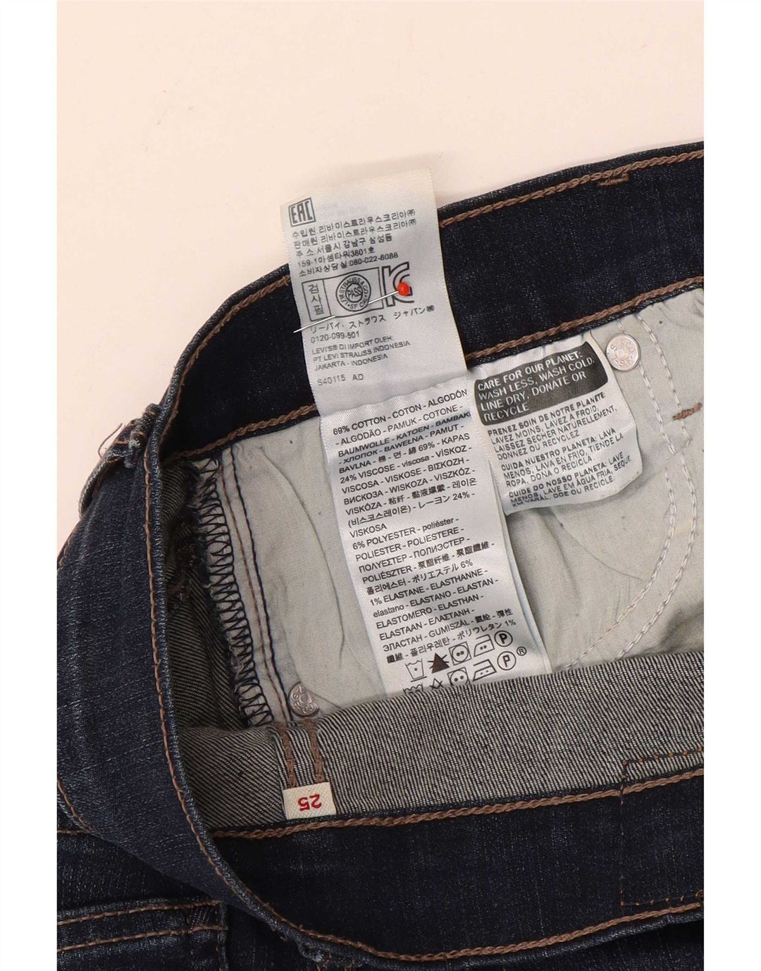 Levi's Damen Jeansshorts W25 XS Marineblaue Baumwolle