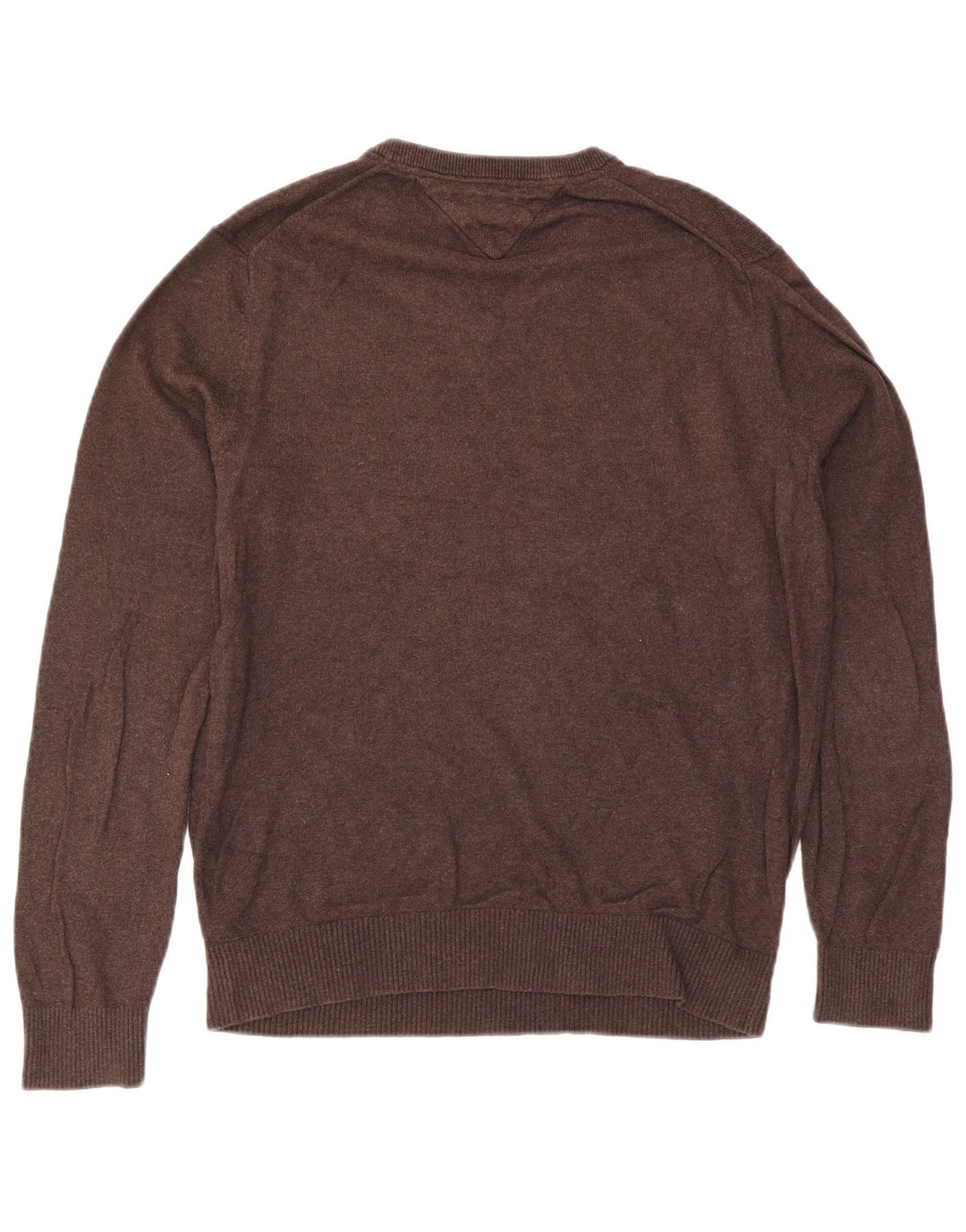 Tommy Hilfiger Herren-Pullover mit V-Ausschnitt, klein, braune Baumwolle