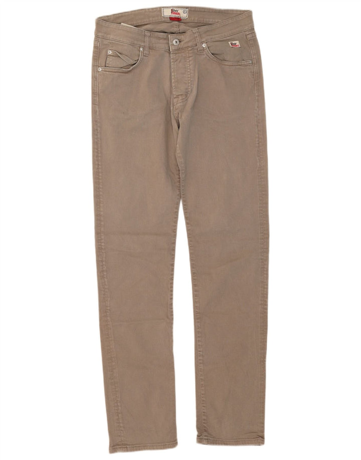 Roy Rogers Damen Slim Jeans W34 L33 Beige Baumwolle