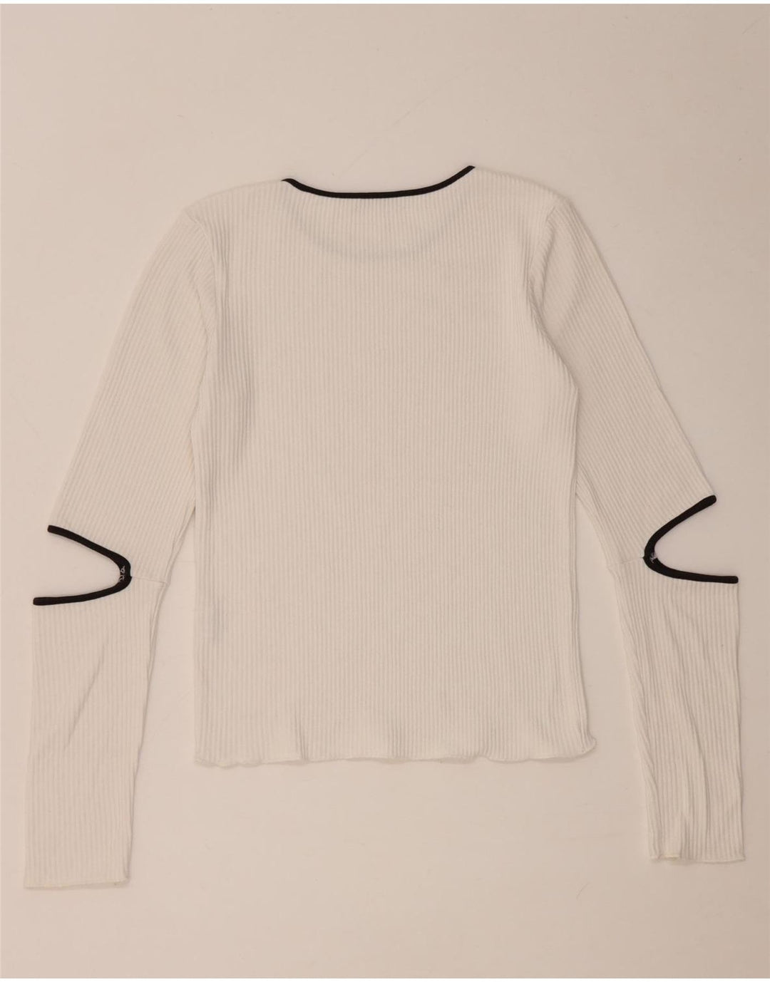 Zara Damen Top Langarm UK 12 Mittelweiße Viskose