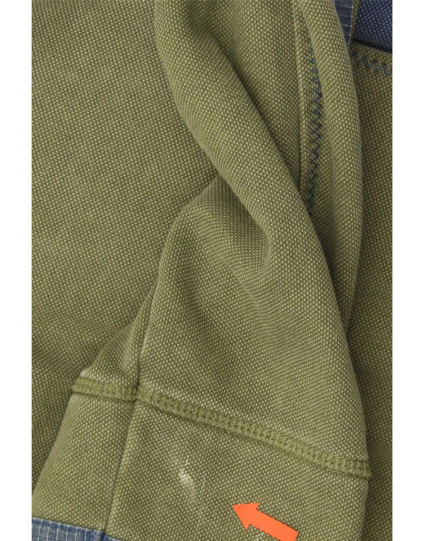 Fat Face Herren-Sweatshirt mit Reißverschluss am Hals, 2XL, grüne Blockfarben-Baumwolle