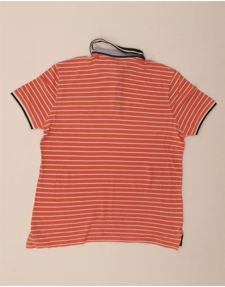 Massimo Dutti Herren Poloshirt XL Orange gestreift aus Baumwolle