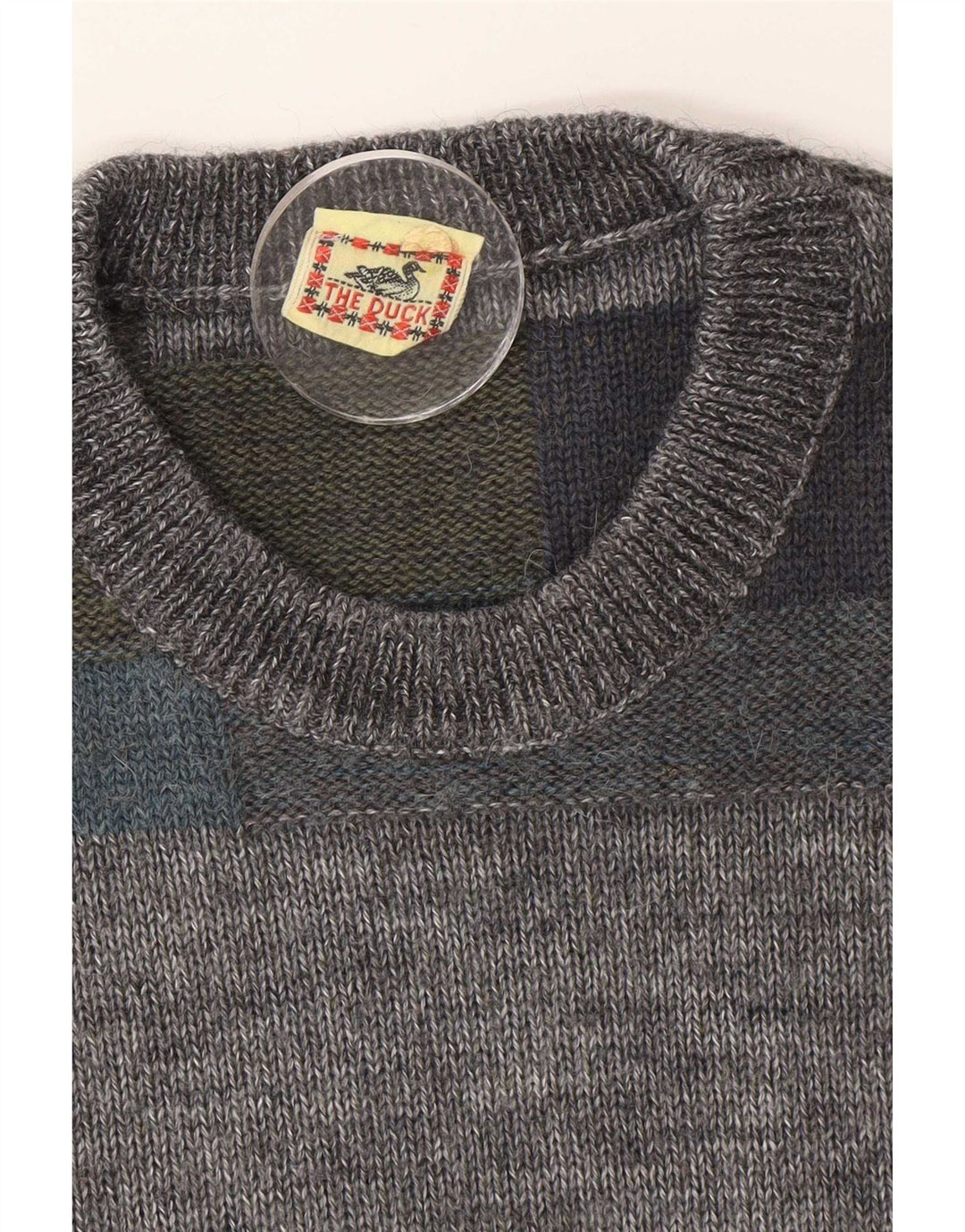 Vintage Herren-Pullover mit Rundhalsausschnitt, Größe 46, klein, mehrfarbig, Farbblock