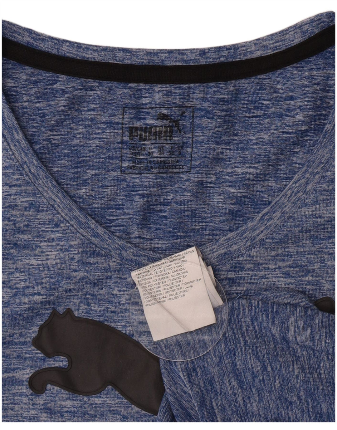 Puma Womens Graphic T-Shirt Top UK 8 Small Blau geflecktes Polyester