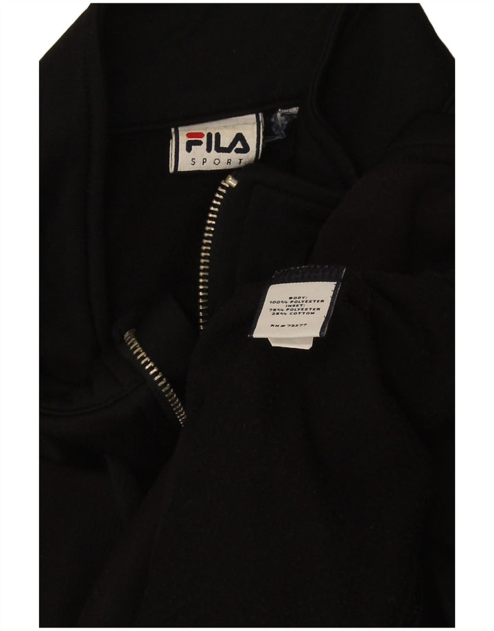 Fila Damen-Trainingsanzug-Oberteiljacke UK 12 Mittelschwarzes Polyester