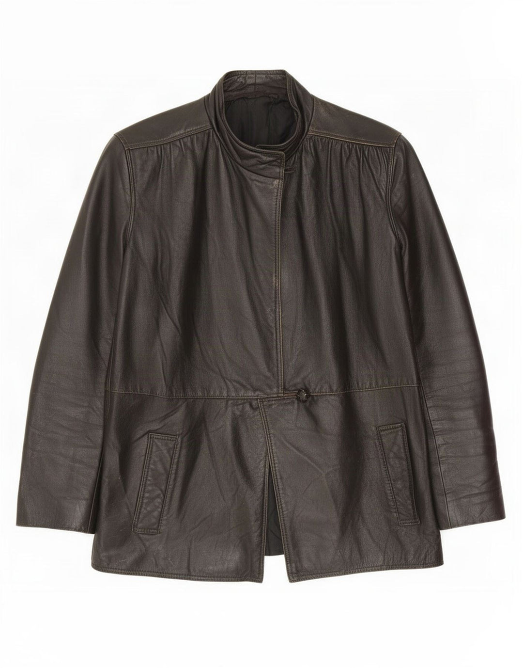 Vintage Damen 3/4 Ärmel Lederjacke IT 42 Mittelbraun