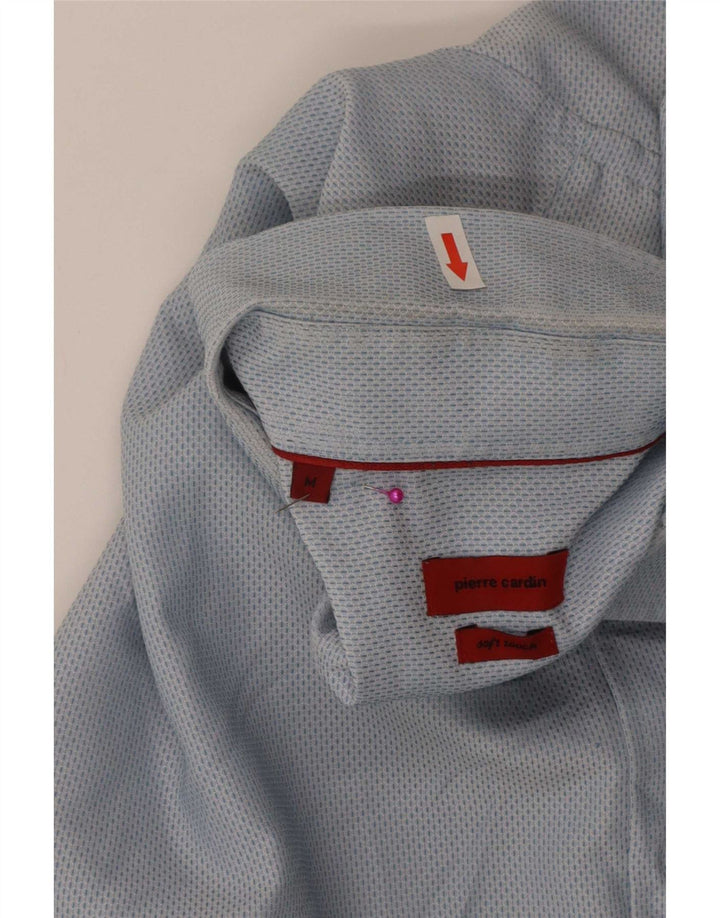 Pierre Cardin Herren-Kurzarmhemd mit normaler Passform, mittelblaue Baumwolle
