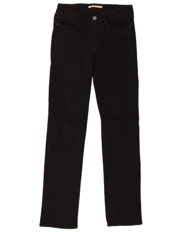 Levi's Damen 714 Straight Jeans W28 L32 Schwarze Baumwolle