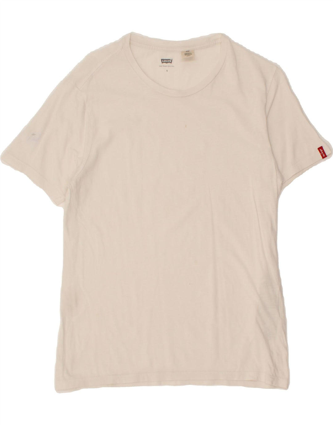LEVI'S Womens T-Shirt Top UK 10 Small Off White Cotton Vintage Levi's and Second-Hand Levi's from Messina Hembry 